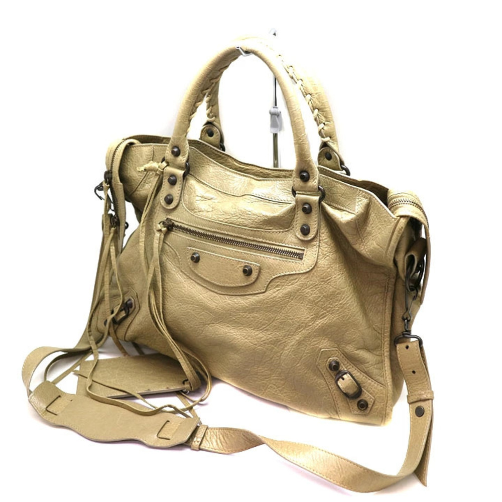 BALENCIAGA The City Leather Beige Bag Shoulder Handbag